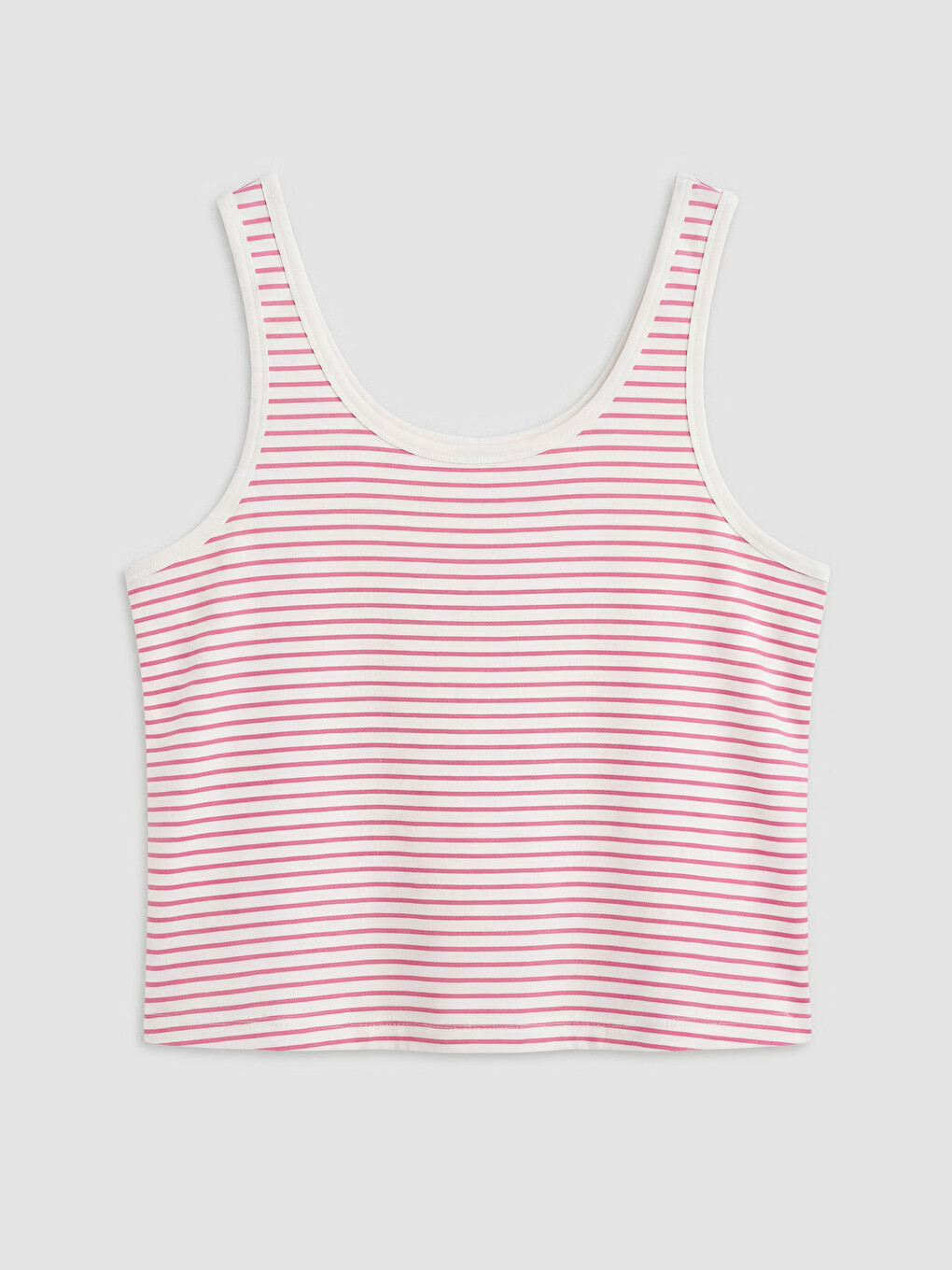 Pembe U Yaka Çizgili Kadın Pijama Üst