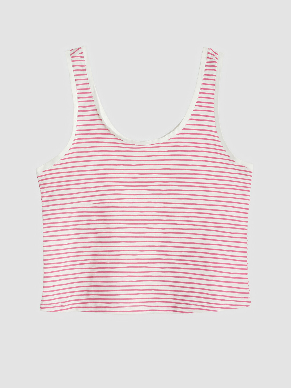 Pembe U Yaka Çizgili Kadın Pijama Üst-1