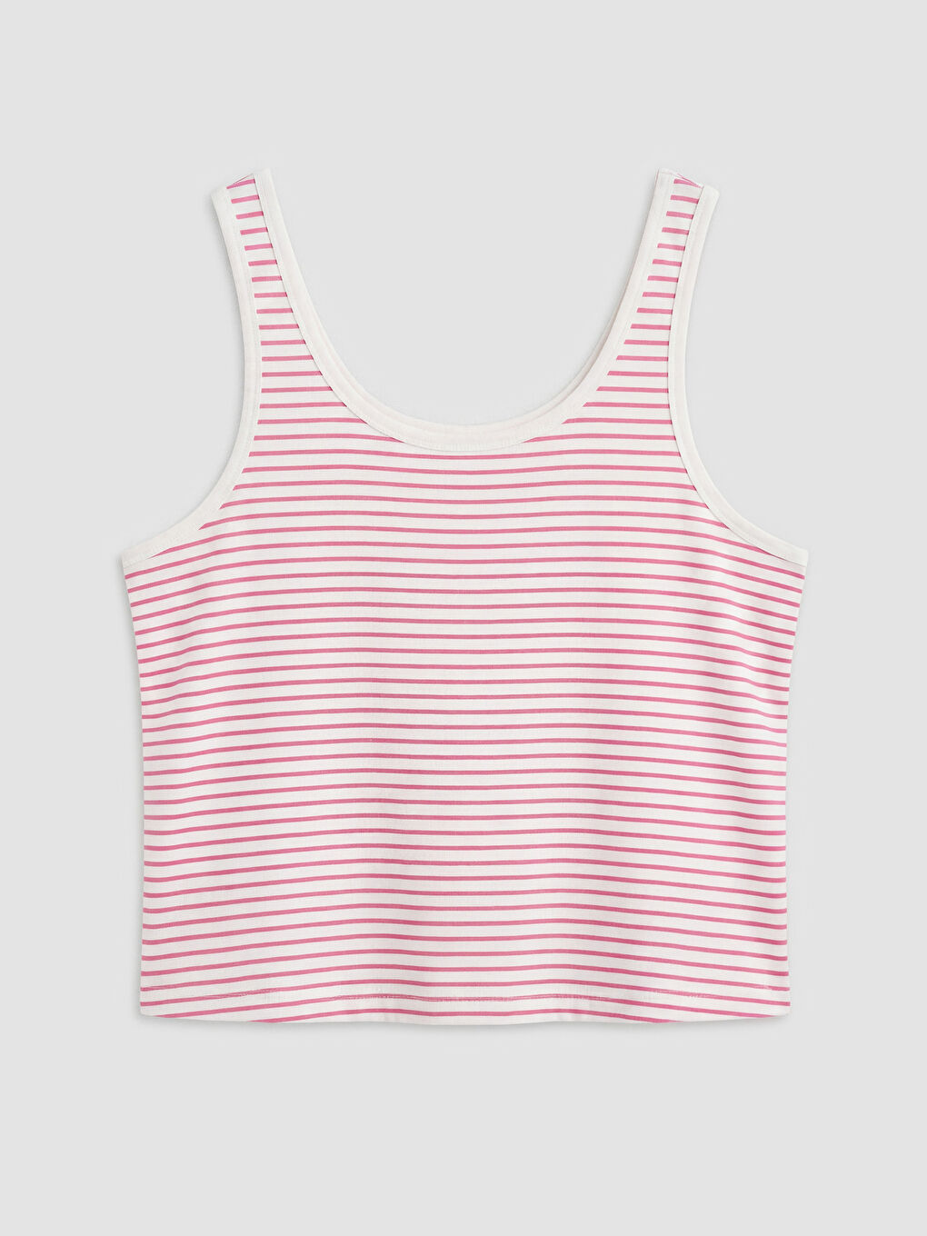 Pembe U Yaka Çizgili Kadın Pijama Üst 2'li-1