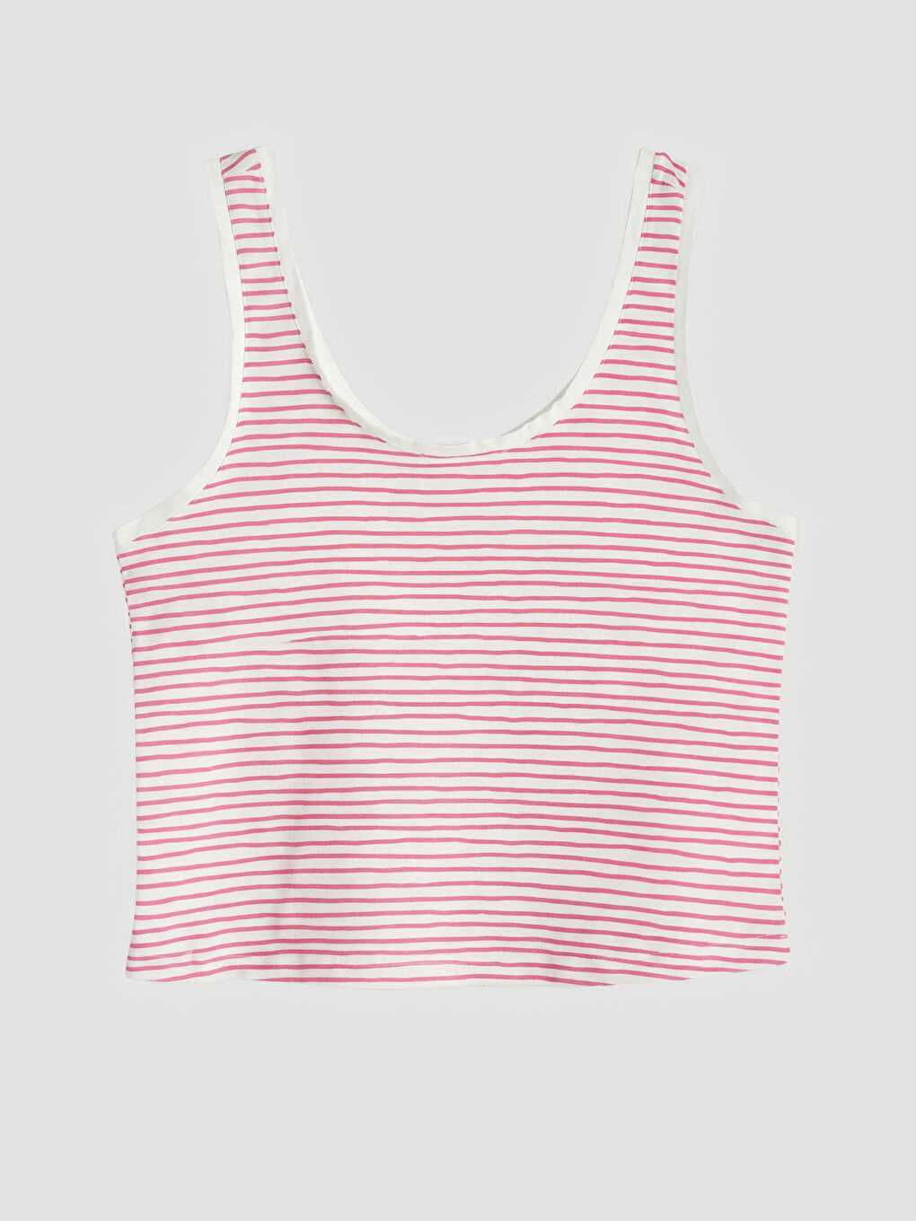 Pembe U Yaka Çizgili Kadın Pijama Üst 2'li-5