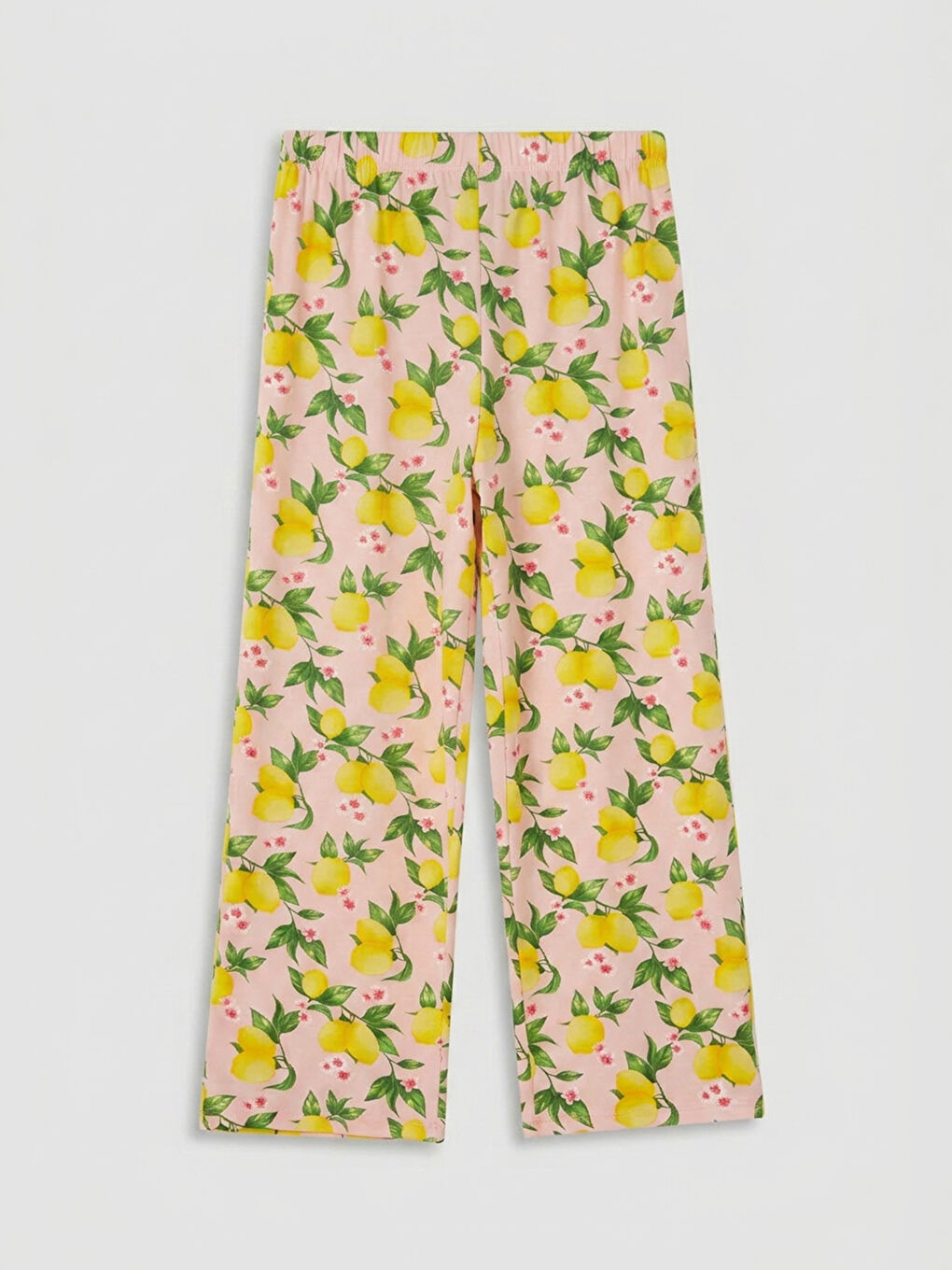 Pembe Beli Lastikli Limon Desenli Kadın Pijama Altı-1