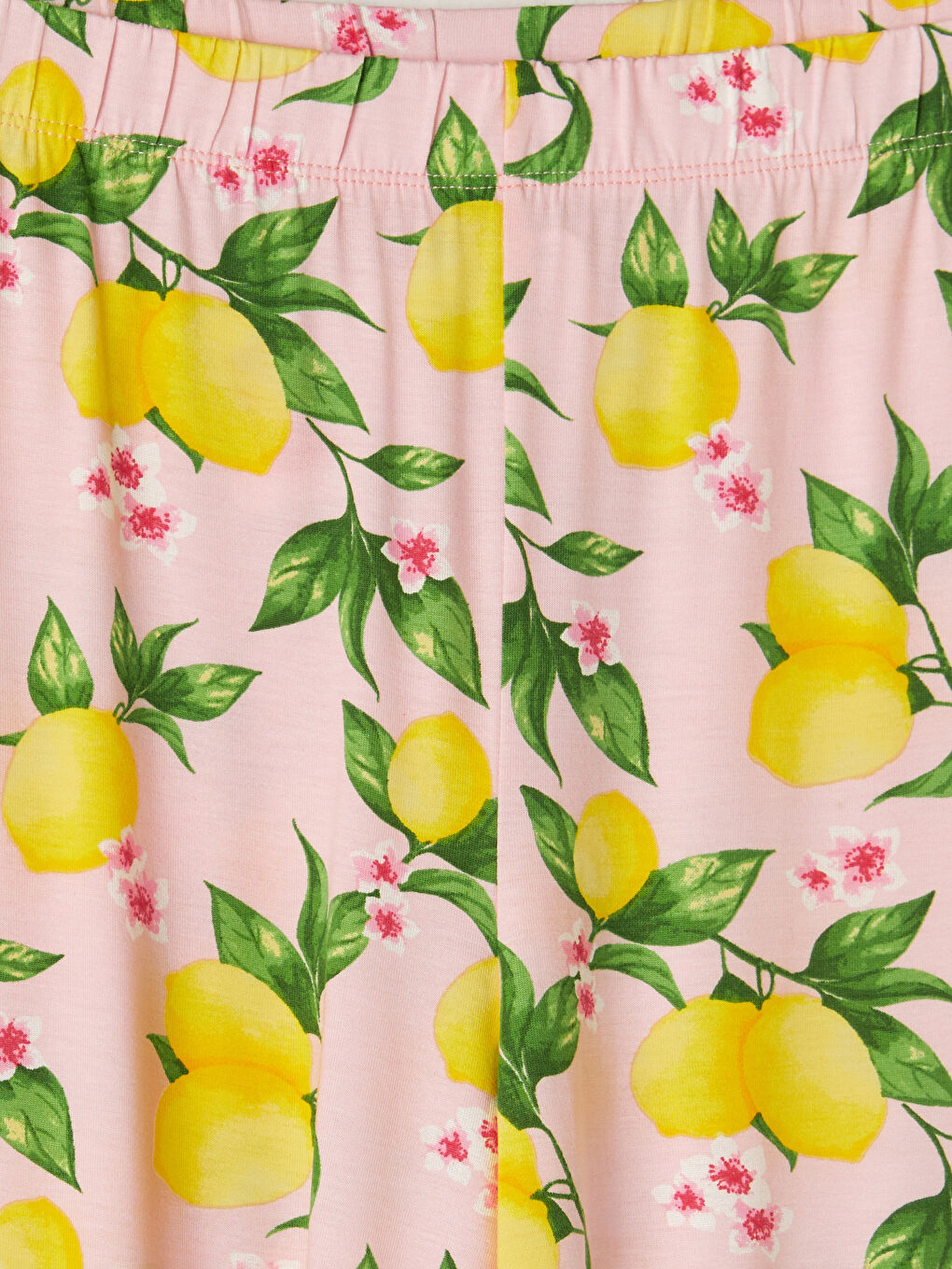 Pembe Beli Lastikli Limon Desenli Kadın Pijama Altı-2