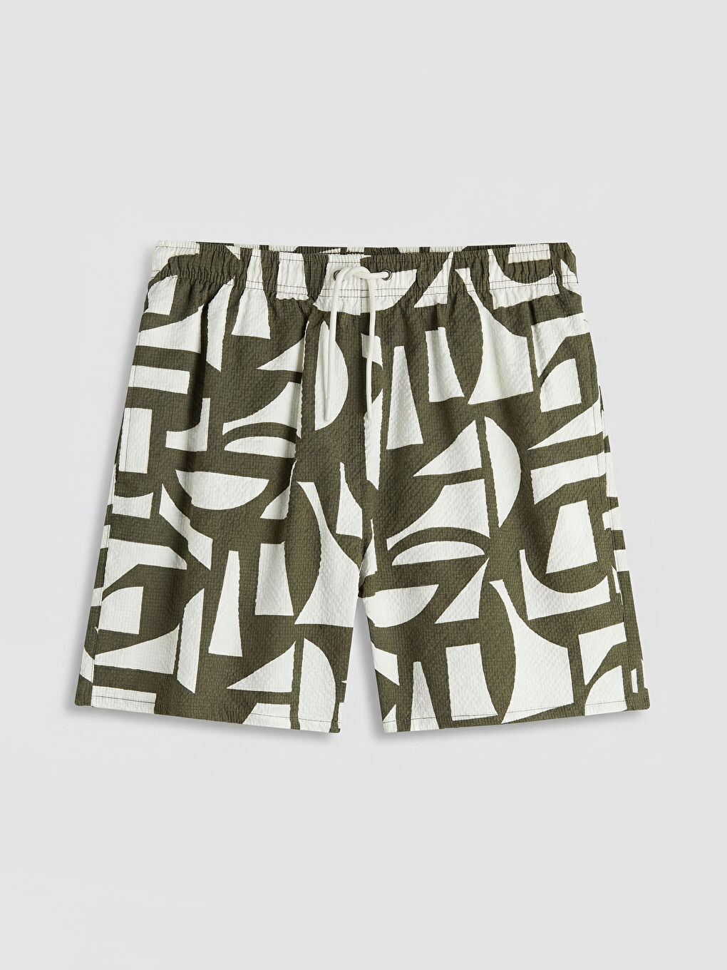 Yeşil Kısa Boy Desenli Erkek Deniz Şortu