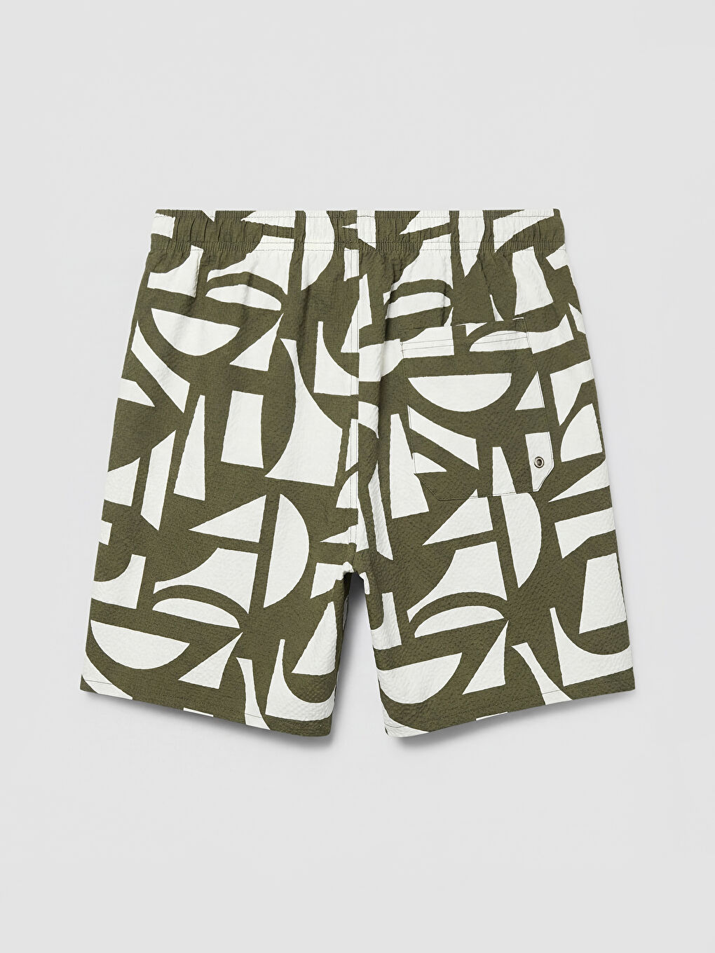 Yeşil Kısa Boy Desenli Erkek Deniz Şortu-1