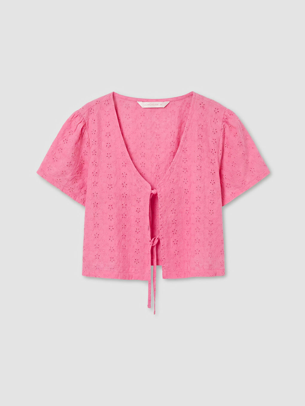 Pembe V Yaka Brode Kadın Şortlu Pijama Takımı-1