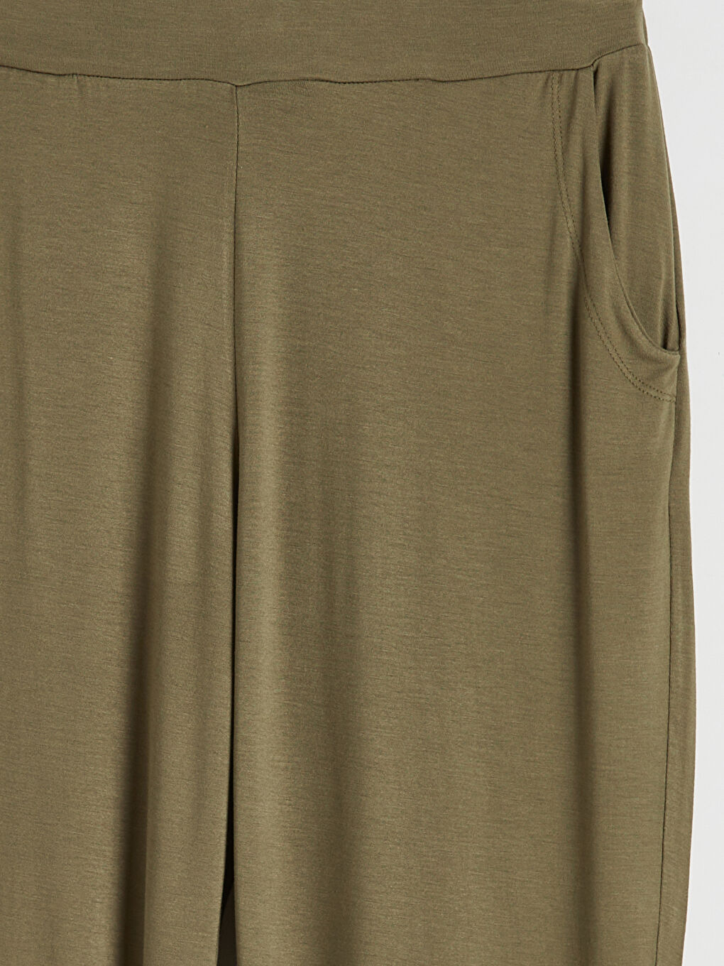 Haki Beli Lastikli Kadın Eşofman Altı-5