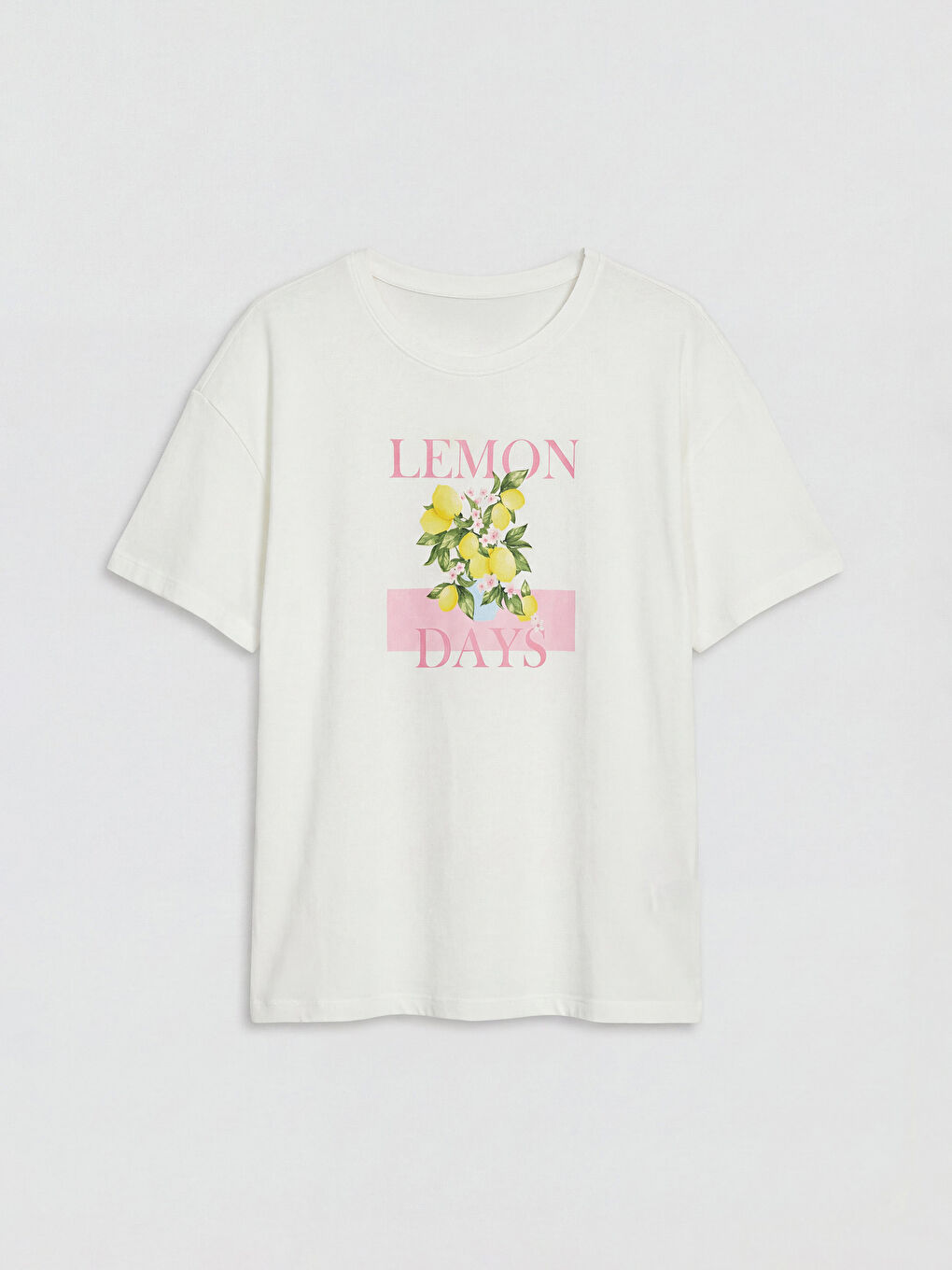 Pembe Bisiklet Yaka Baskılı Kadın Şortlu Pijama Takımı-1