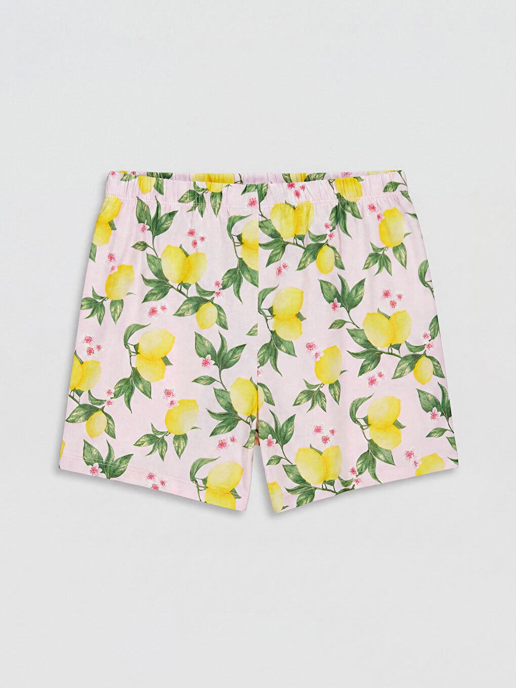 Pembe Bisiklet Yaka Baskılı Kadın Şortlu Pijama Takımı-3