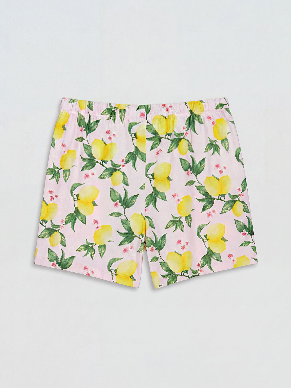 Pembe Bisiklet Yaka Baskılı Kadın Şortlu Pijama Takımı-4