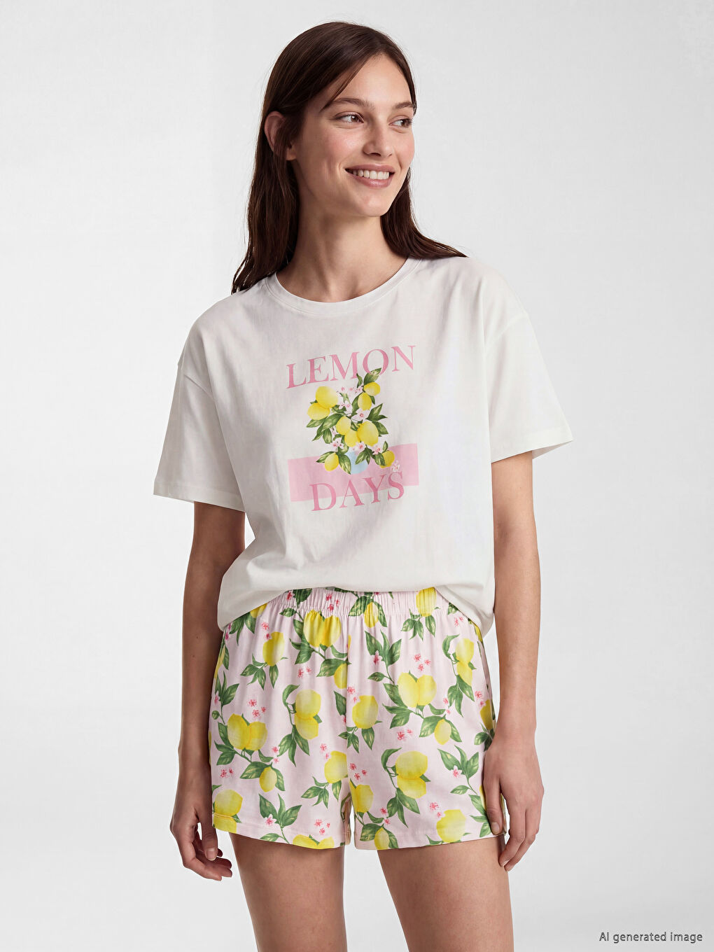 Crew Neck Printed Women's Short Pyjamas Set-2