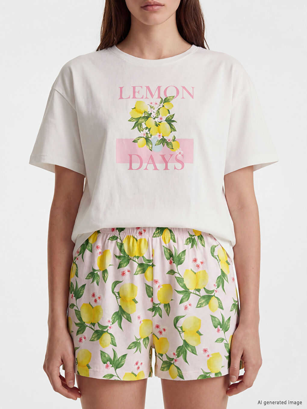 Crew Neck Printed Women's Short Pyjamas Set-3