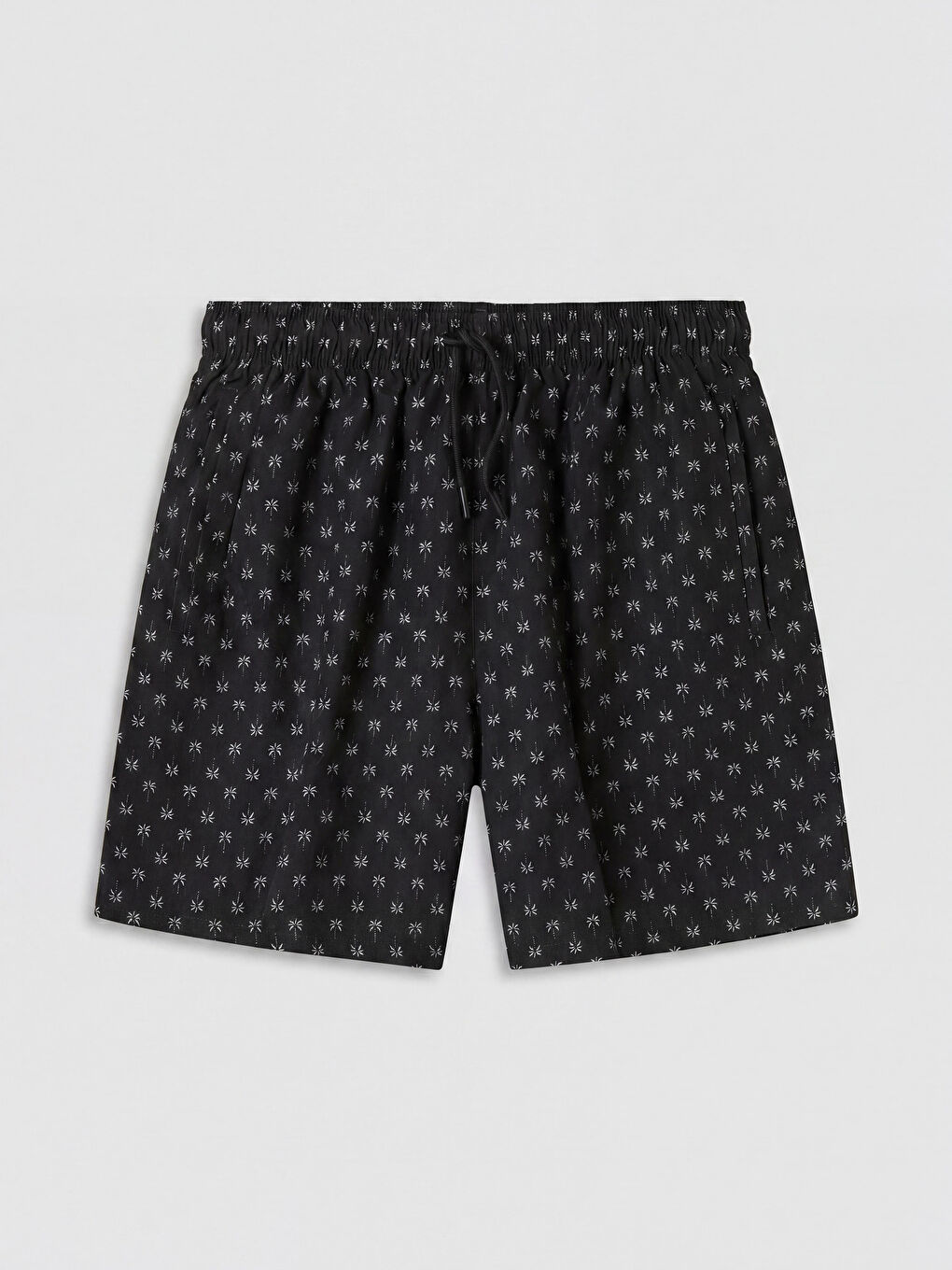 Siyah Kısa Boy Desenli Erkek Deniz Şortu-3
