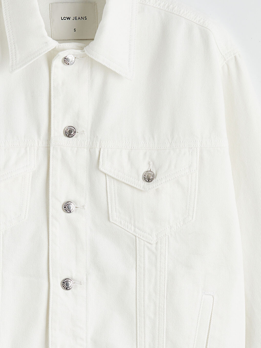 Veste en jean oversize pour femme à col chemise-5