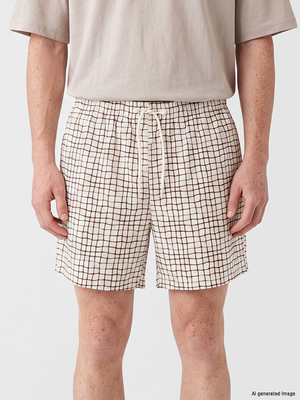 Man Beige Swimming Shorts-2