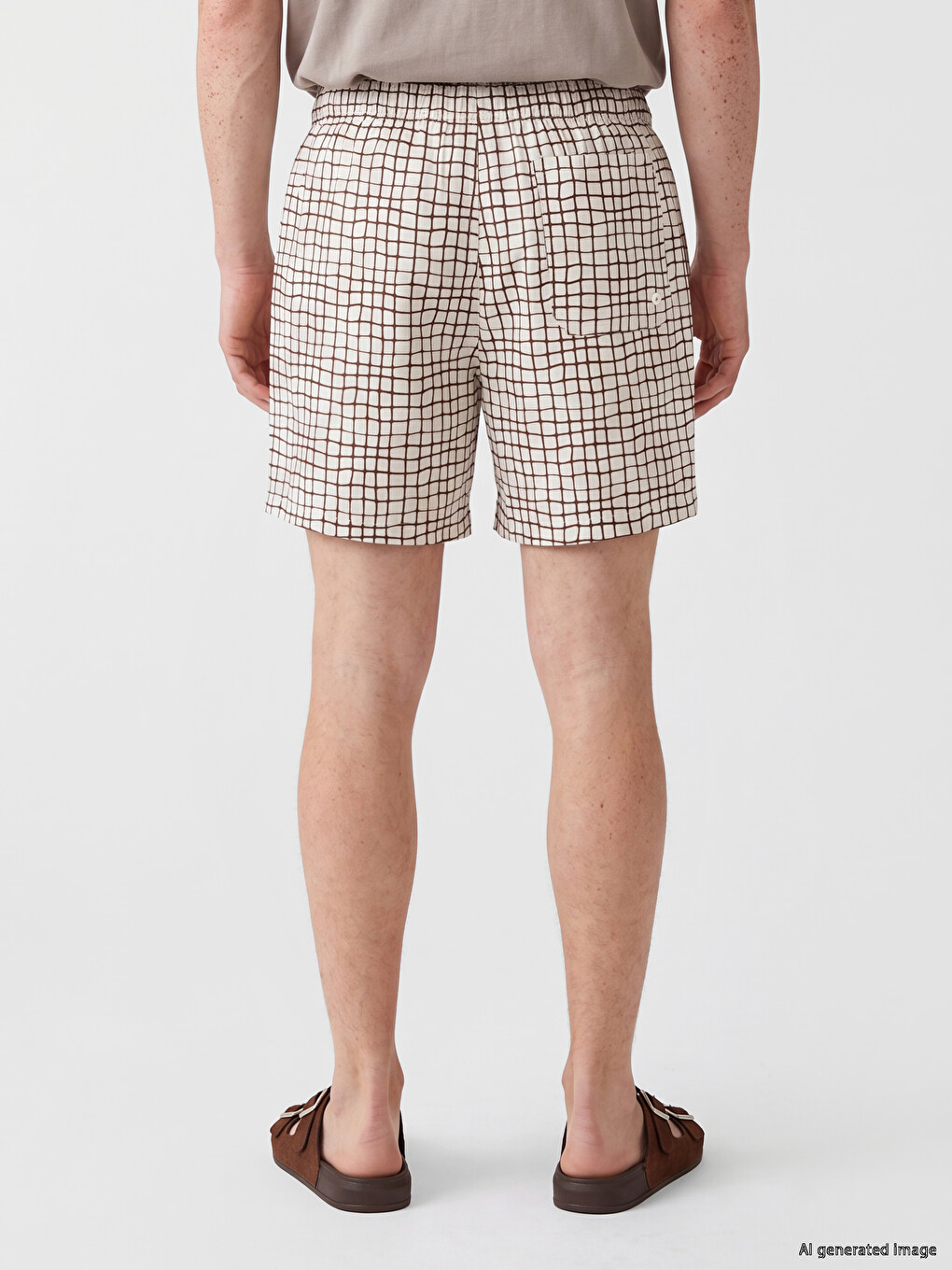 Man Beige Swimming Shorts-3