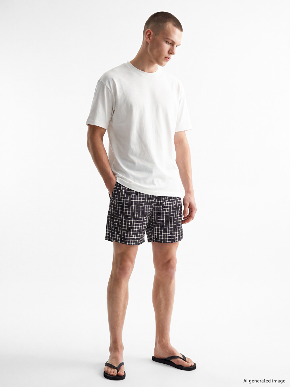 Short Checked Men's Swimming Shorts-1