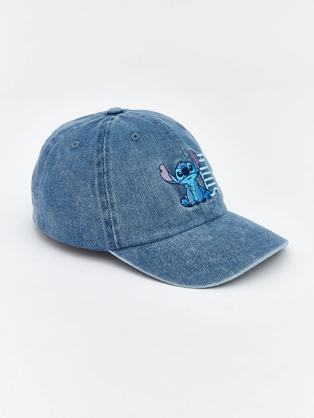 Mavi Stitch Nakışlı Kız Çocuk Kep Şapka -1