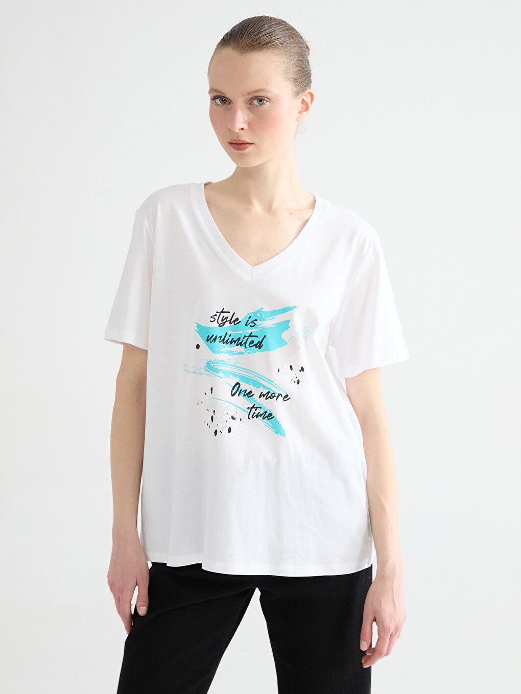 T-shirt E Stampuar Me Jakë V Për Gra