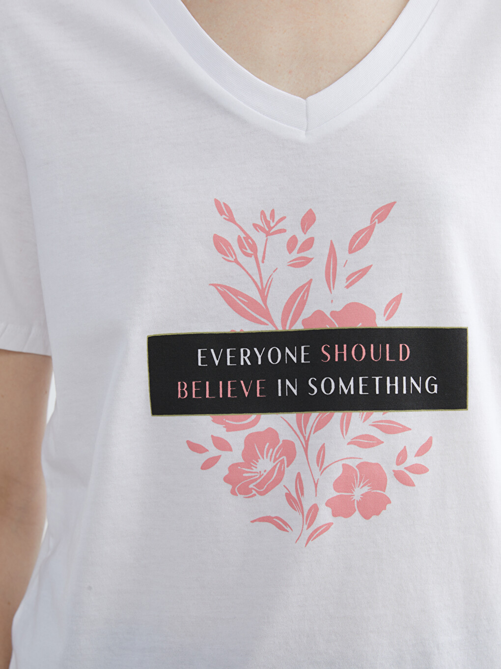 V Neck Printed Women's T-shirt-2
