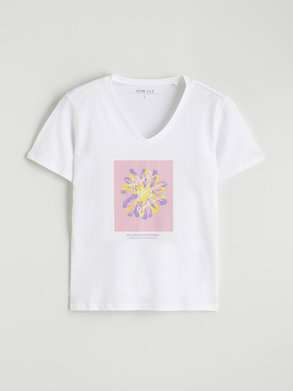 Tricou Imprimat cu Decolteu în V pentru Femei-2