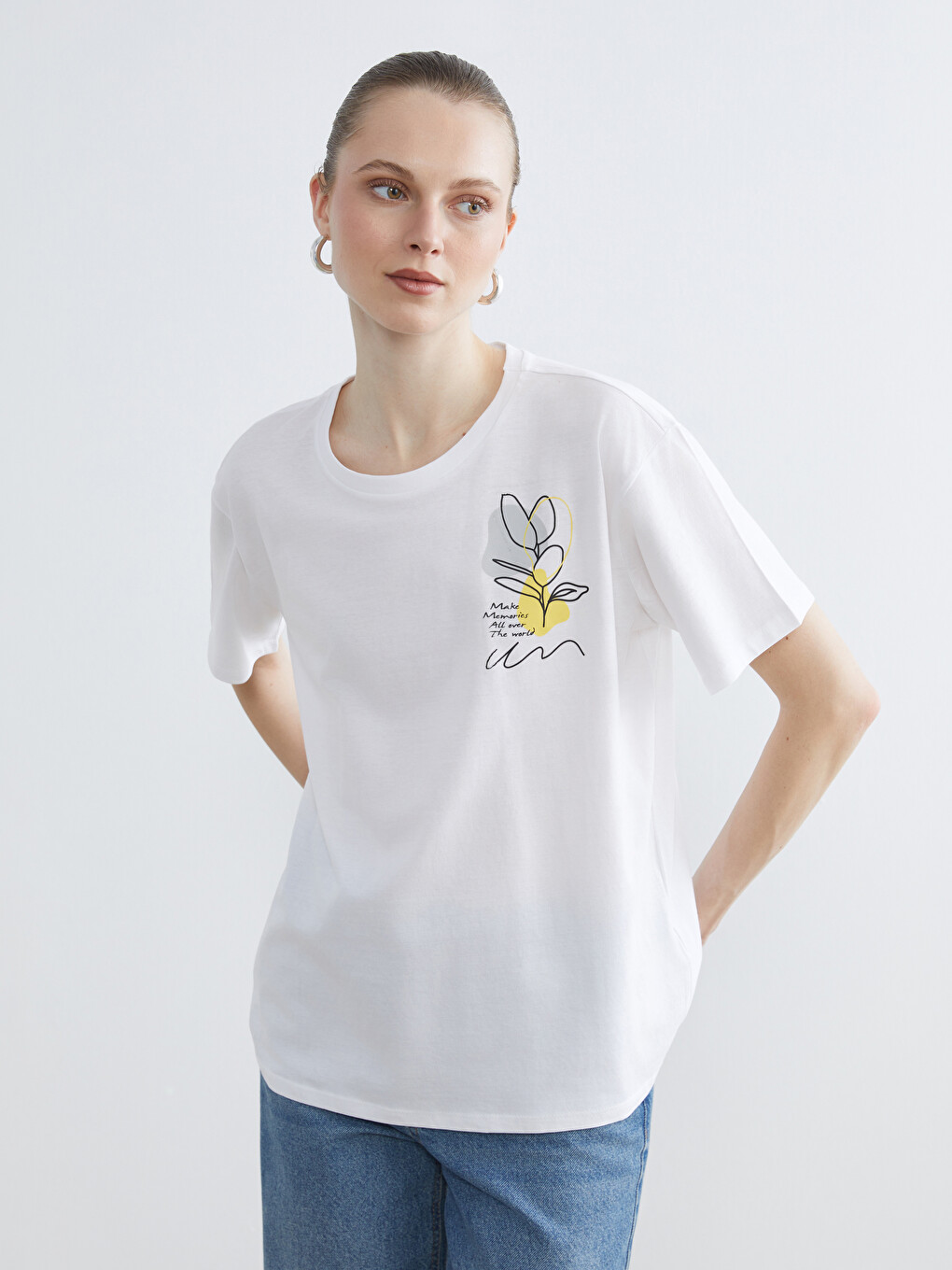 Tricou Imprimat Femei Cu Guler Rotund
