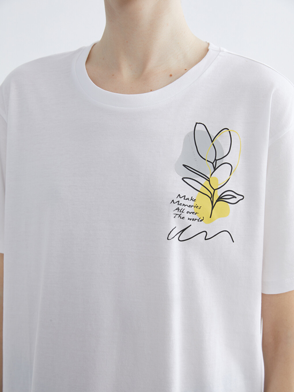 Tricou Imprimat Femei Cu Guler Rotund-2