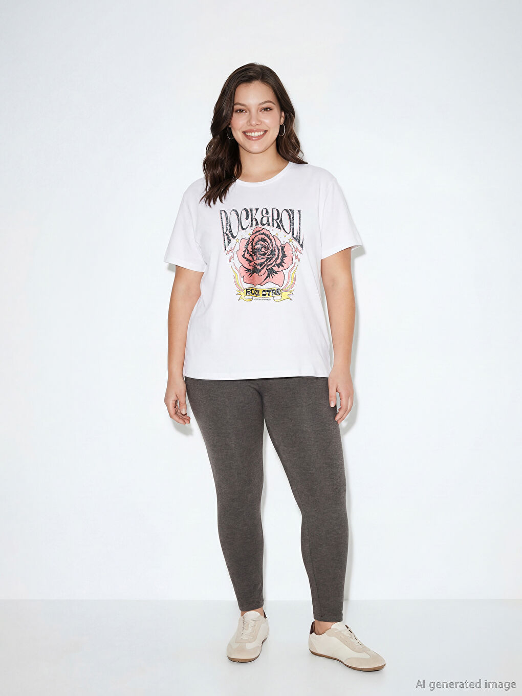 T-shirt imprimé à col rond pour femme-1