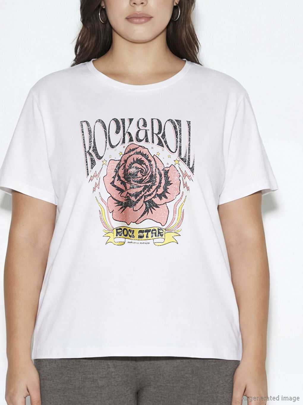 T-shirt imprimé à col rond pour femme-2