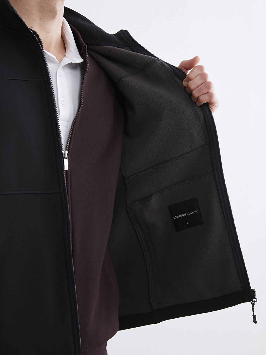 Siyah Standart Kalıp Dik Yaka Erkek Yelek-3