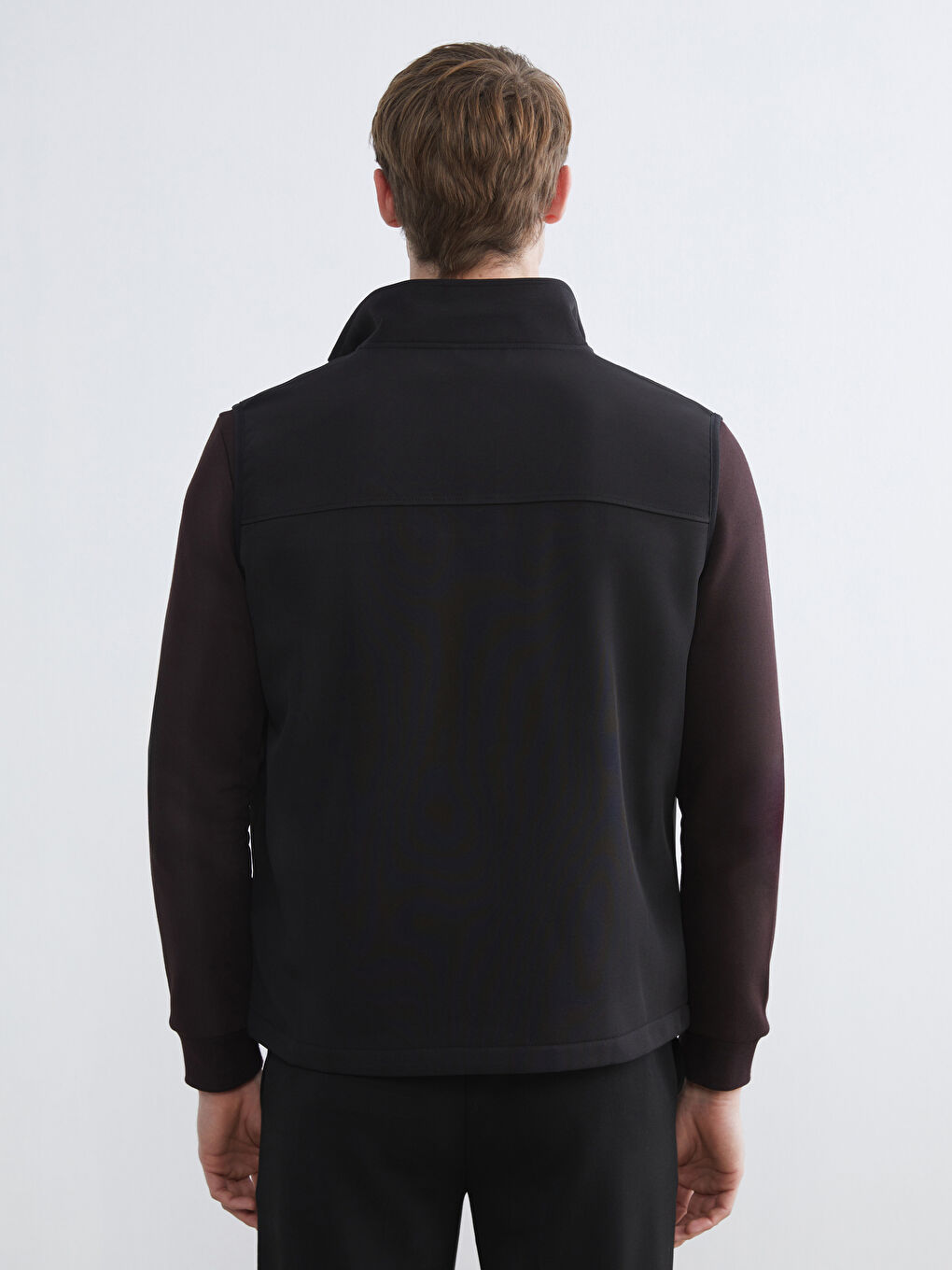 Siyah Standart Kalıp Dik Yaka Erkek Yelek-4