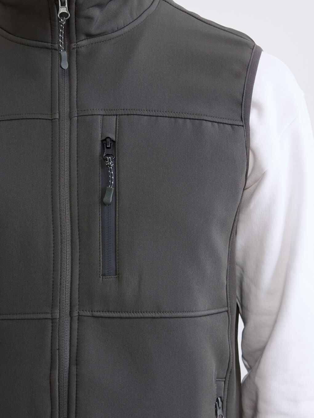 Haki Standart Kalıp Dik Yaka Erkek Yelek-2