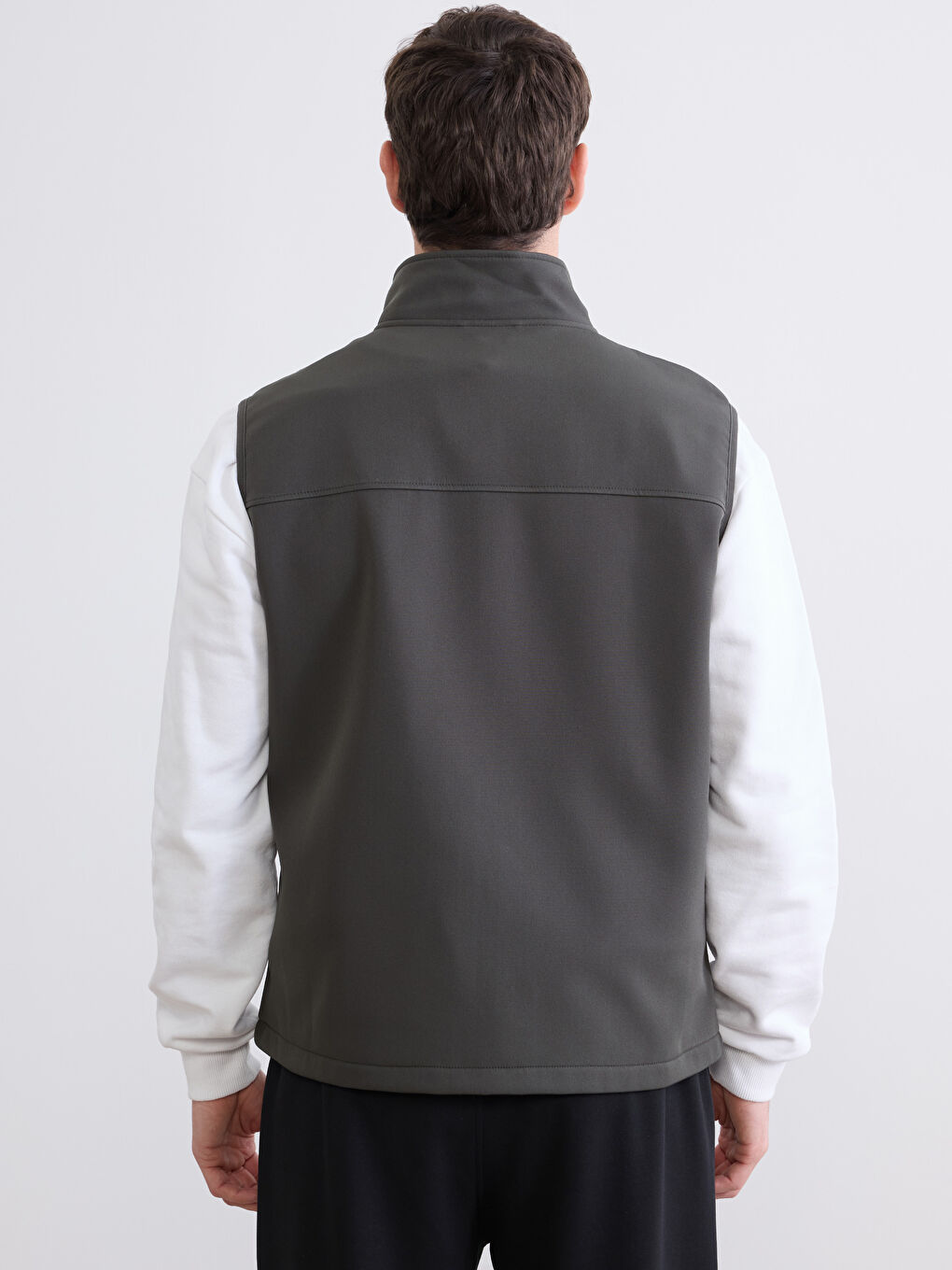 Haki Standart Kalıp Dik Yaka Erkek Yelek-4