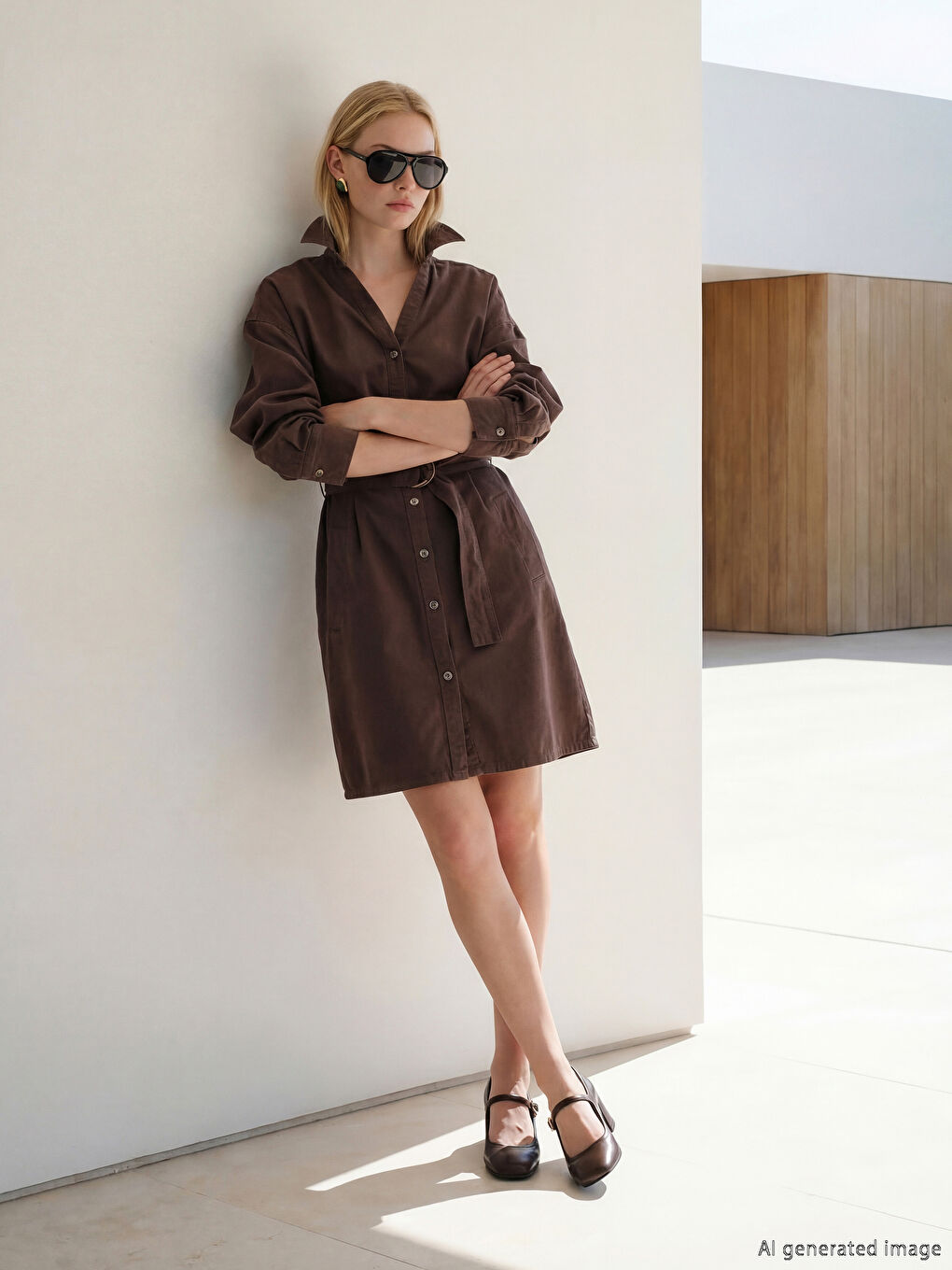 Kahverengi Küt Burunlu Bantlı Kadın Topuklu Ayakkabı