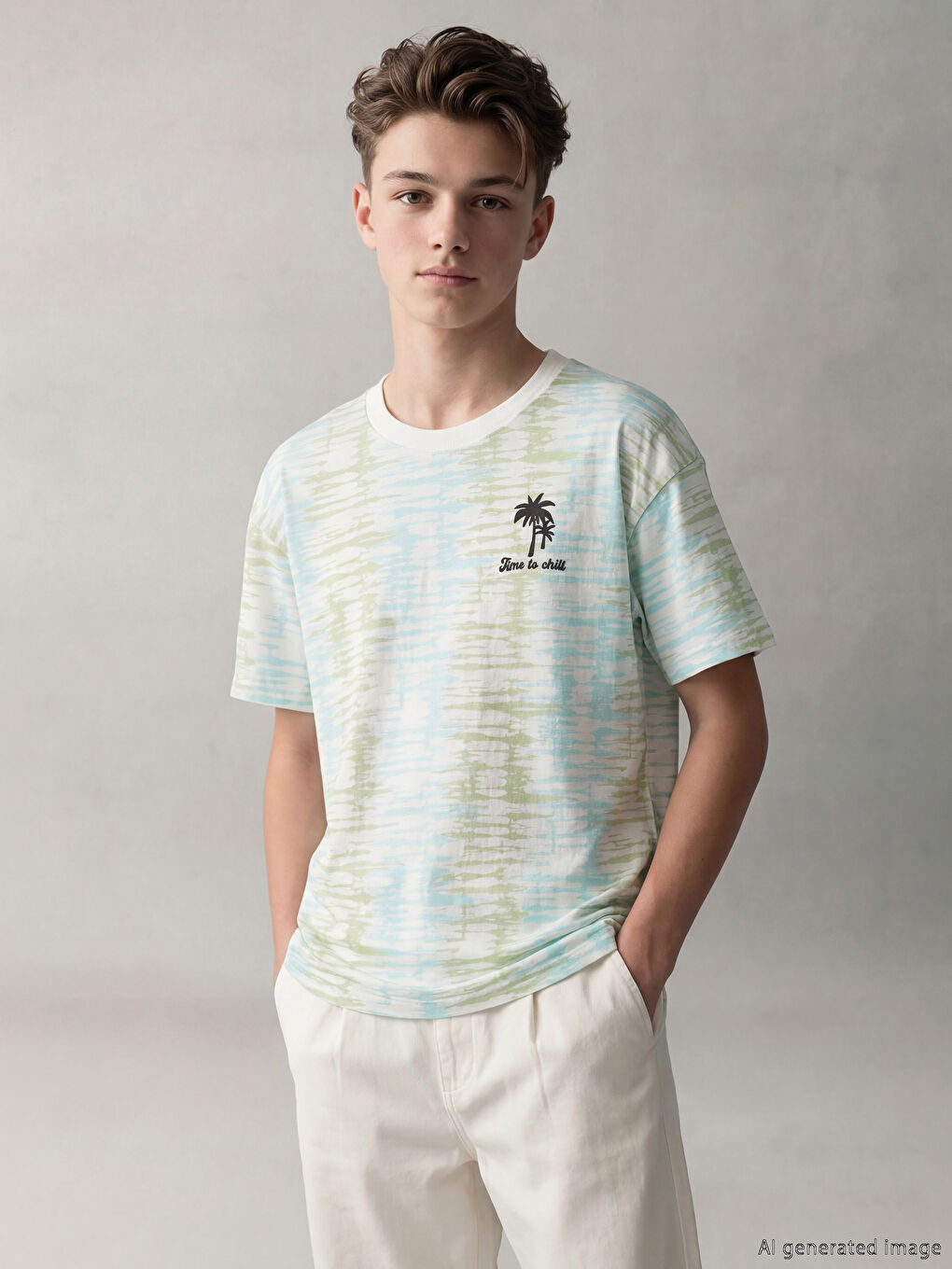 Sarı Bisiklet Yaka Desenli Erkek Çocuk Tişört