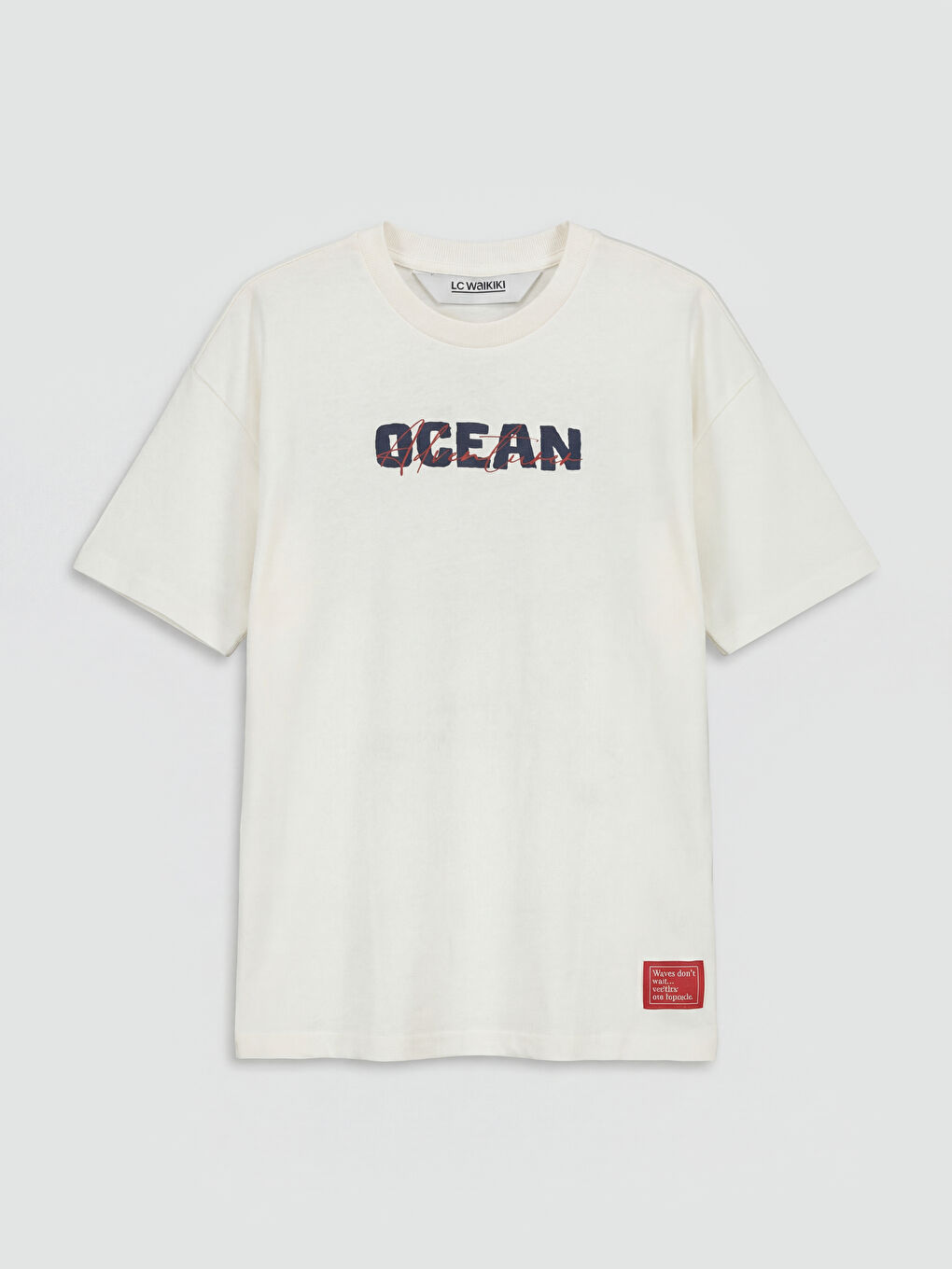 Beyaz Bisiklet Yaka Baskılı Erkek Çocuk Tişört