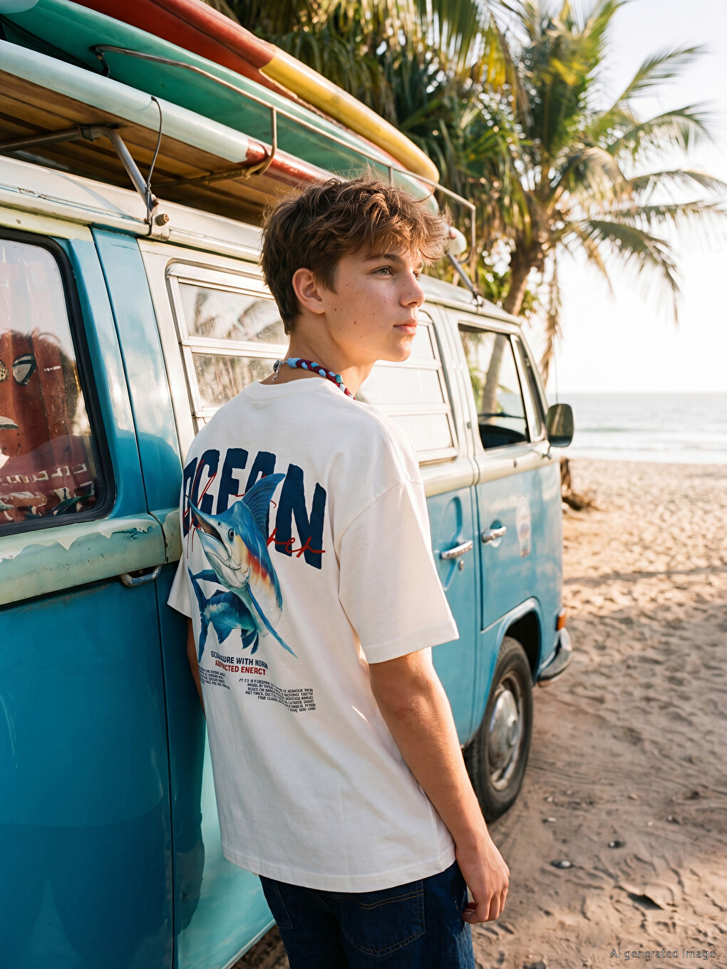 Crew Neck Printed Boys' T-Shirt-1