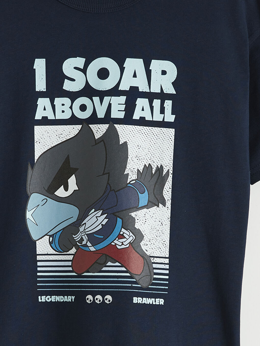 Lacivert Bisiklet Yaka Brawl Stars Baskılı Erkek Çocuk Tişört-2