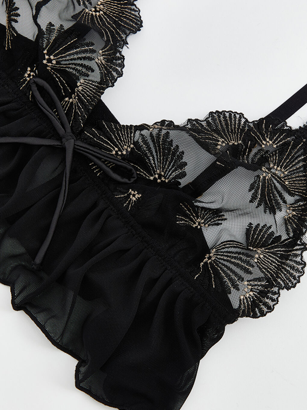 Siyah Balensiz Dolgusuz Brode Fantezi Bralet-2