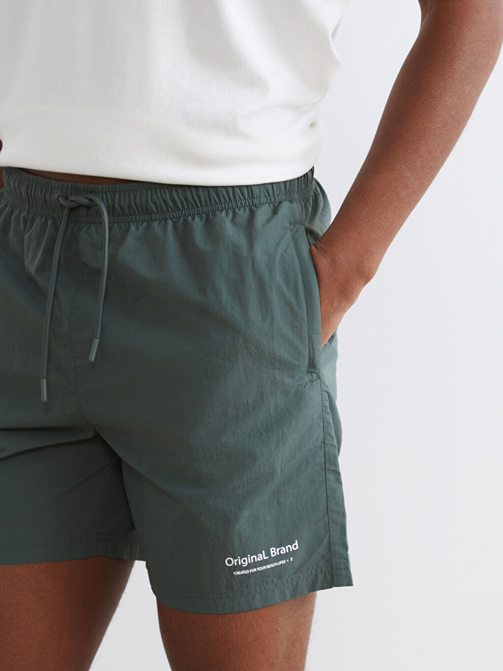 მოკლე ნაბეჭდი მამაკაცის საცურაო შორტები-2