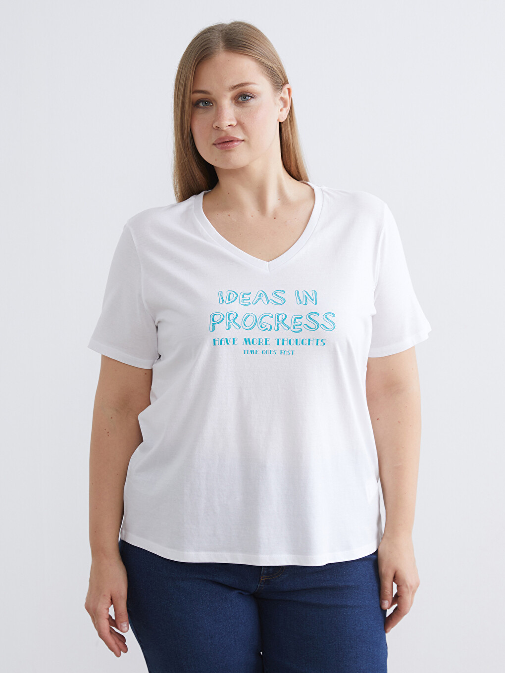 V Neck Printed Women's T-shirt