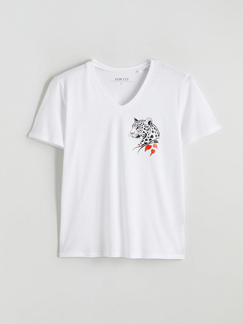 V Neck Printed Women's T-shirt-4