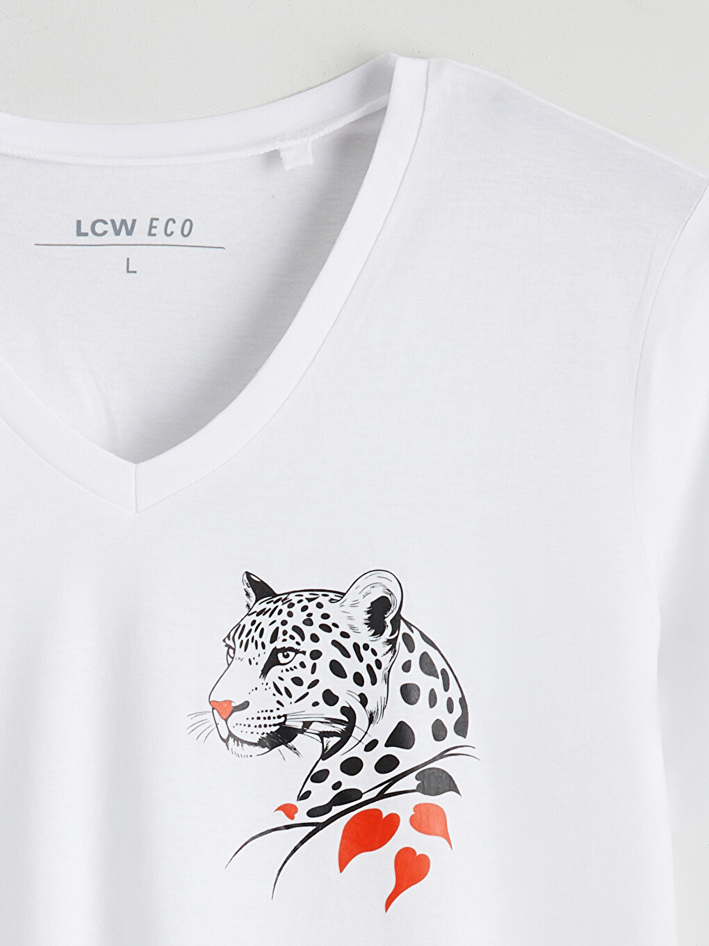 V Neck Printed Women's T-shirt-5