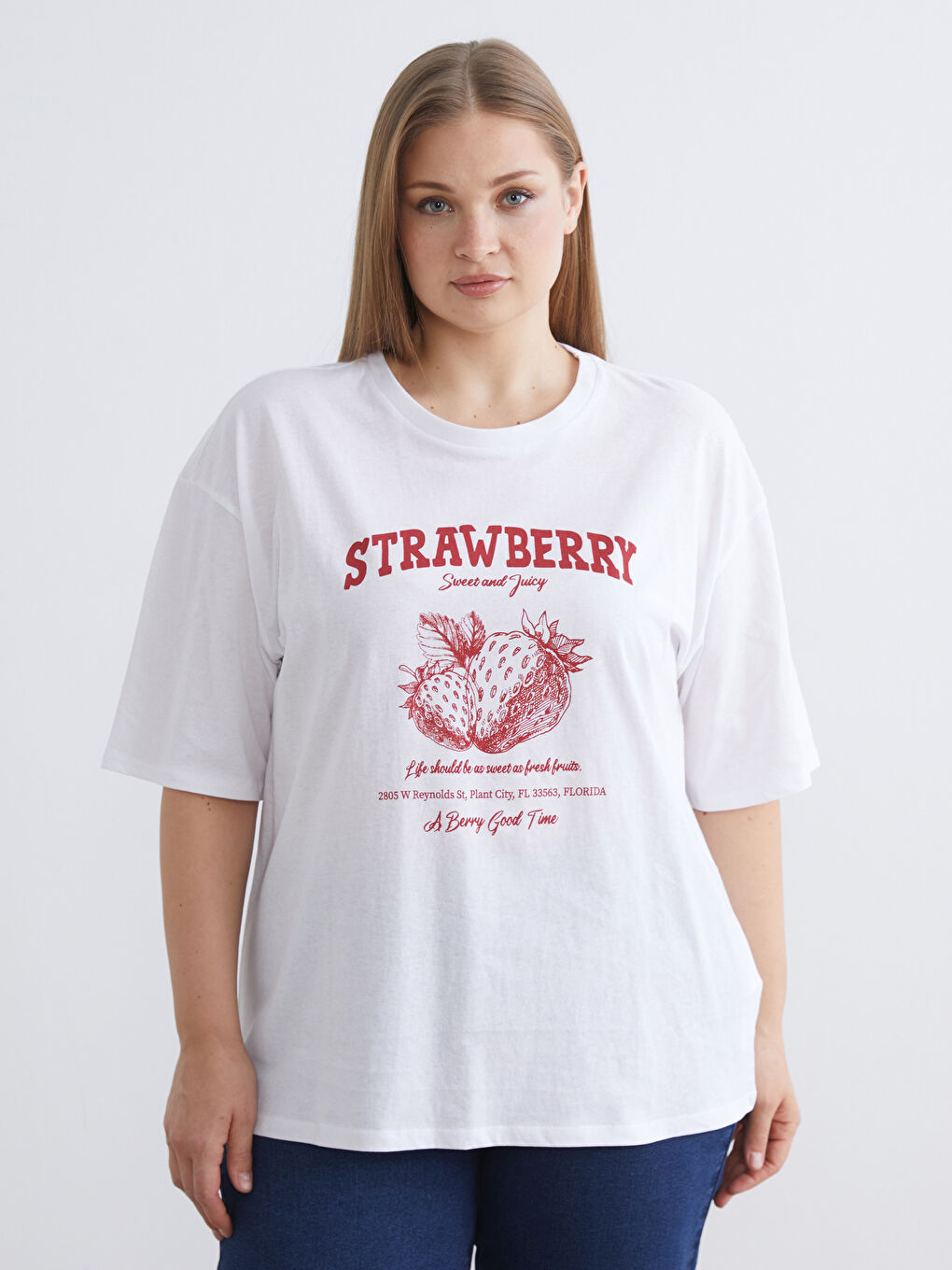 Crew Neck Printed Oversize Women's T-Shirt