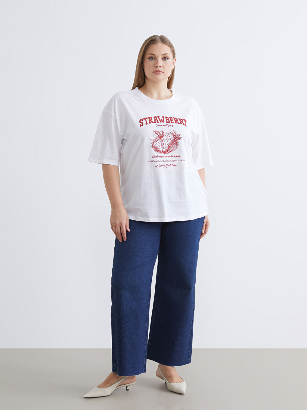 Crew Neck Printed Oversize Women's T-Shirt-1