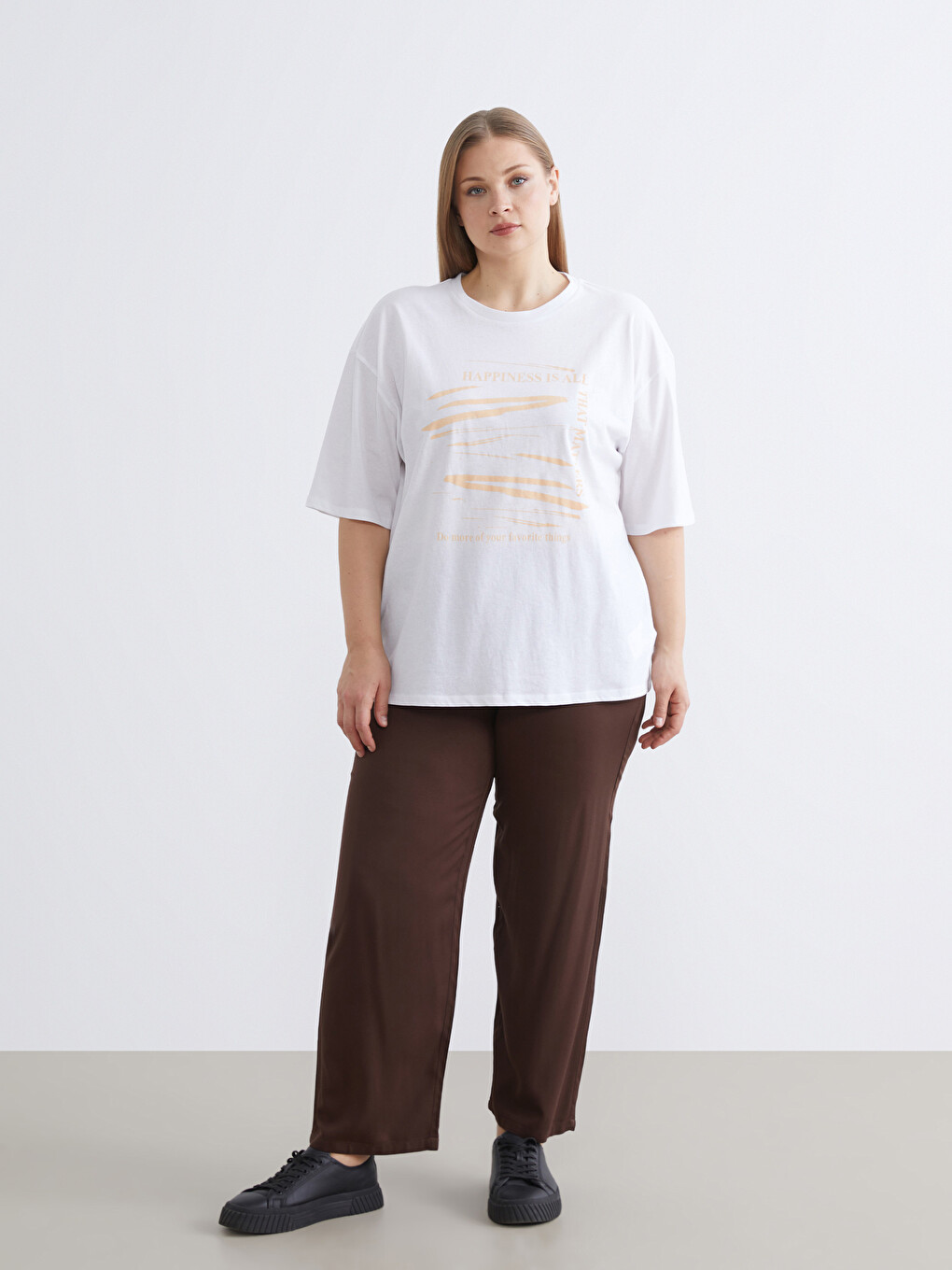 T-shirt À Col Rond Imprimé Oversize Pour Femme-1