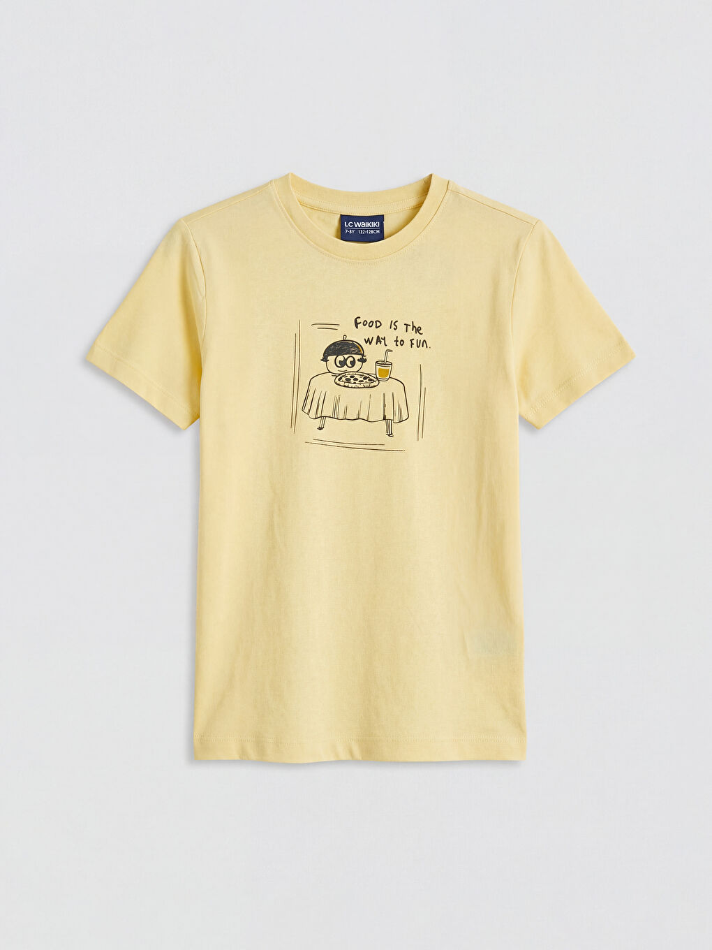 Sarı Bisiklet Yaka Baskılı Erkek Çocuk Tişört