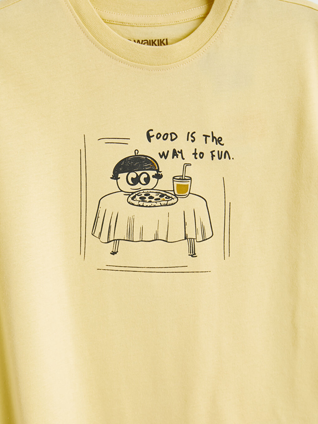 Sarı Bisiklet Yaka Baskılı Erkek Çocuk Tişört-2