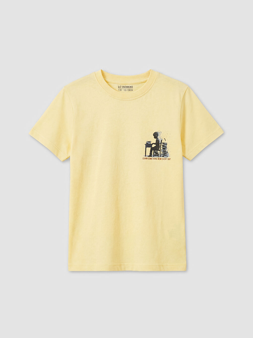 Sarı Bisiklet Yaka Baskılı Erkek Çocuk Tişört