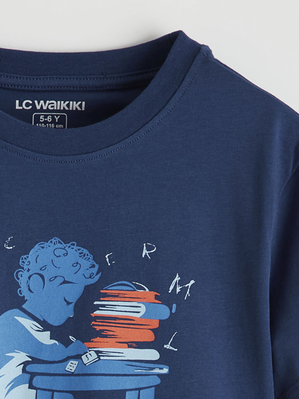 Lacivert Baskılı Erkek Çocuk Tişört-1