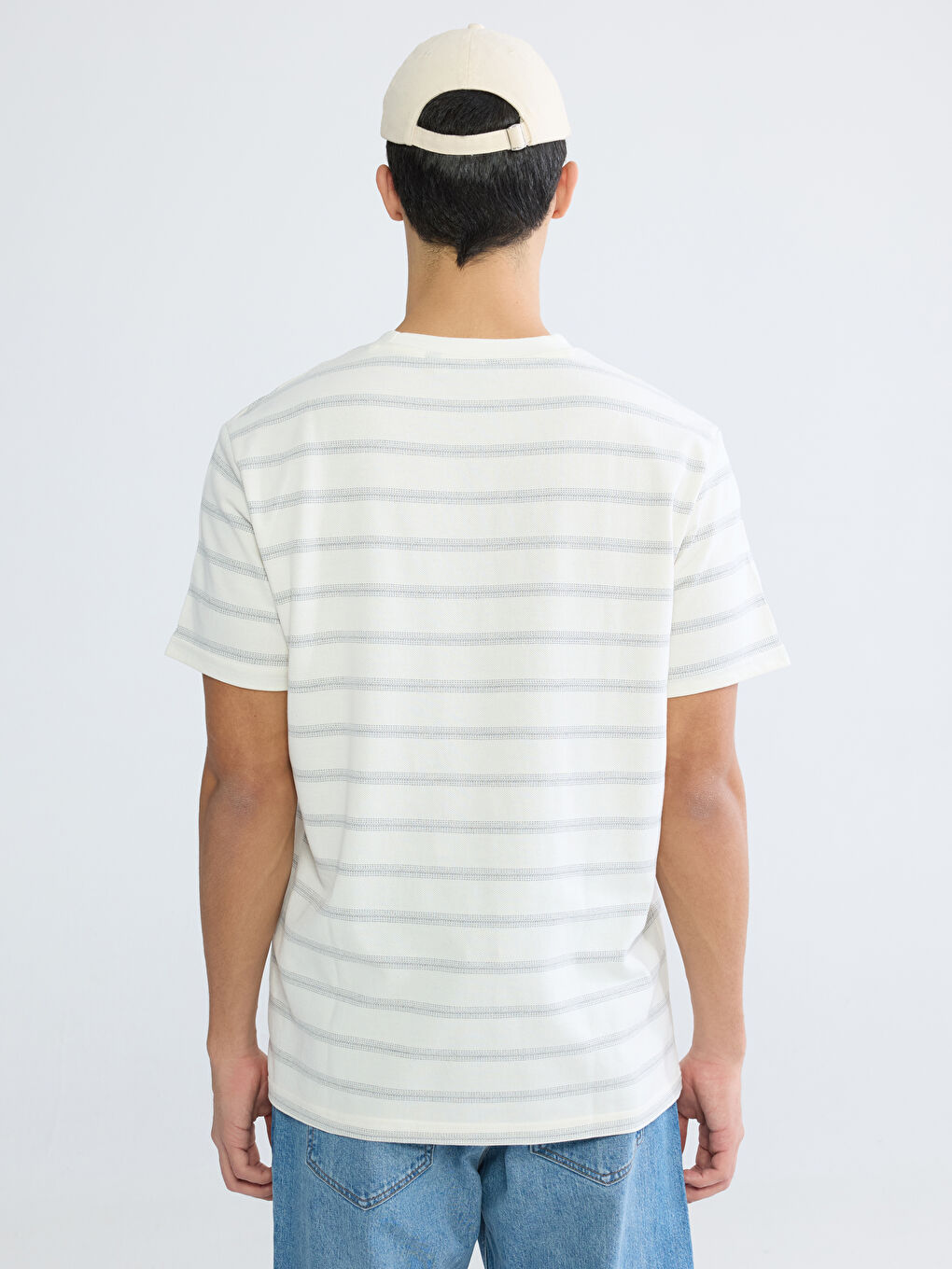 Antrasit Bisiklet Yaka Çizgili Pike Erkek Tişört-3